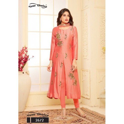 CORAL PEACH EMBROIDERED READY MADE SALWAR SUIT